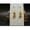 Machine embroidered earrings of the word Lucky in green with yellow border. Gold hypoallergenic hooks.